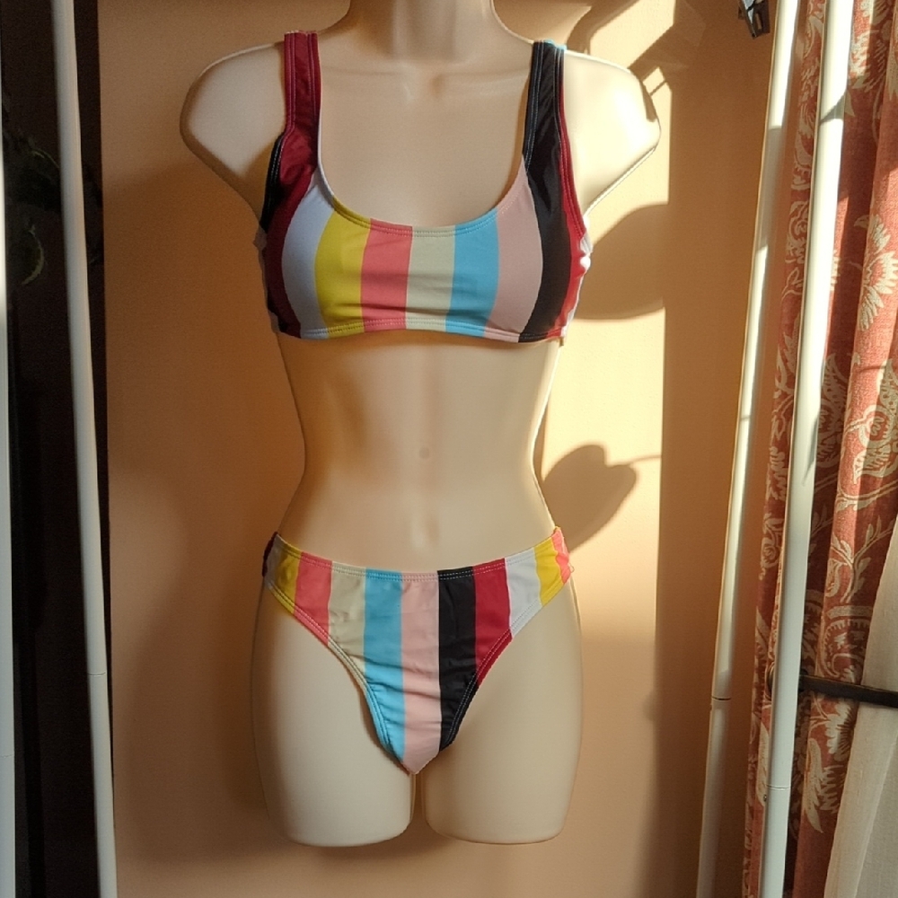 Colorful Striped Bikini Set